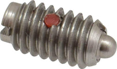 Gibraltar - 5/16-18, 9/16" Thread Length, 1/12" Plunger Projection, Stainless Steel Threaded Spring Plunger - 0.135" Max Plunger Diam, 0.562" Plunger Length, 3.75 Lb Init End Force, 15.5 Lb Final End Force - Exact Tool & Supply