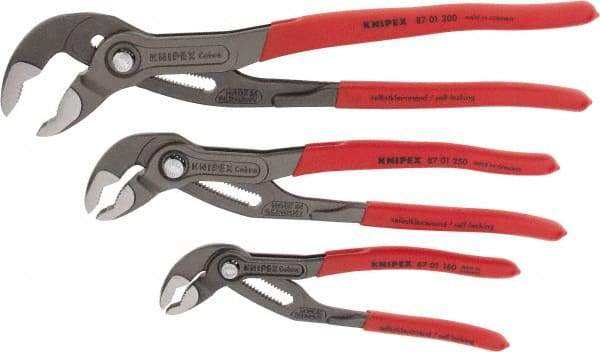Knipex - 3 Piece Pipe Wrench & Water Pump Plier Set - Comes in Plastic Deep-Drawn Packaging - Exact Tool & Supply
