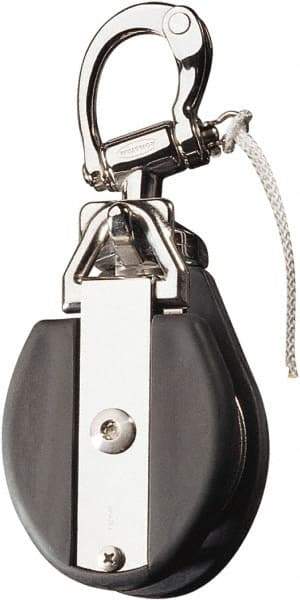 Ronstan - 6, 610 Lbs. Load Limit, Side Release Snatch Block - Single Sheave, 3-1/4 Inch Outside Diameter, Fibrous Rope, 3/4 Inch Diameter, Stainless Steel 316, Stainless Finish - Exact Tool & Supply