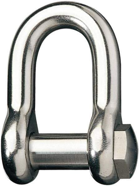 Ronstan - 5/8" Nominal Chain Size, 12.125 Ton Stainless Steel Screw D Shackle - 5/8" Diam, 5/8" Pin Diam, 1-27/32" High Inside Jaw, 1" Inside Width, 3/4" Max Body Thickness - Exact Tool & Supply