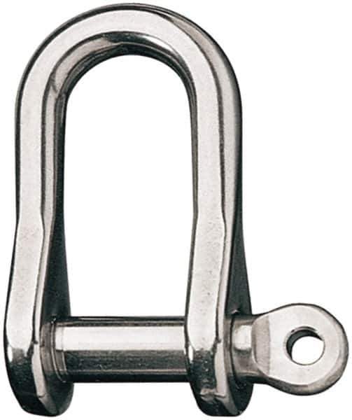 Ronstan - 1/2" Nominal Chain Size, 8.25 Ton Stainless Steel Screw D Shackle - 1/2" Diam, 1/2" Pin Diam, 1-5/8" High Inside Jaw, 3/4" Inside Width, 7/8" Max Body Thickness - Exact Tool & Supply