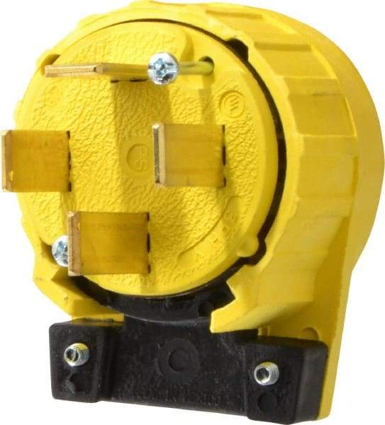 Pass & Seymour - 120/208 VAC, 60 Amp, 18-60P NEMA, Angled, Ungrounded, Specification Grade Plug - 4 Pole, 4 Wire, Yellow - Exact Tool & Supply