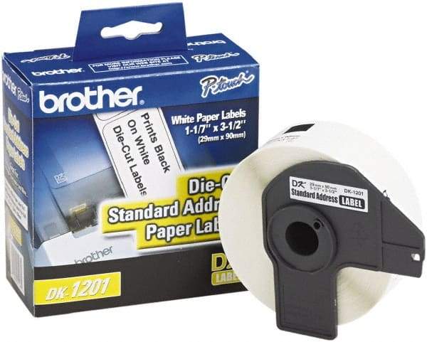 Brother - 1.1" Wide x 3-1/2" Long, White Paper Shipping Label - For PC Label Printers - Exact Tool & Supply