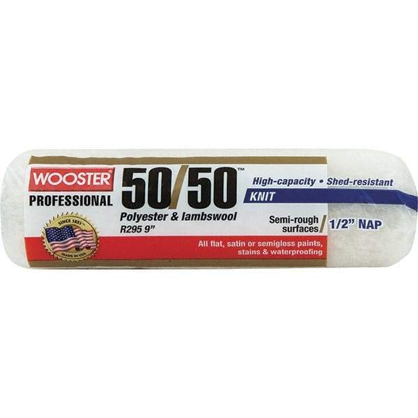 Wooster Brush - 1/2" Nap, 9" Wide Paint Roller - Semi-Rough Texture, Wool/Poly Blend - Exact Tool & Supply