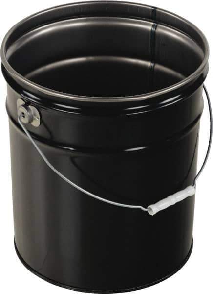 Vestil - 5 Gal Black Steel Pail - 13-3/8" High - Exact Tool & Supply
