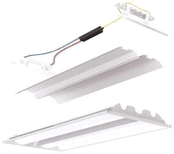 Cooper Lighting - 2 Lamp, 32 Watts, 2 x 2', Electronic Start Troffer Light Fixture Retrofit Kit - White Fluorescent Lamp - Exact Tool & Supply
