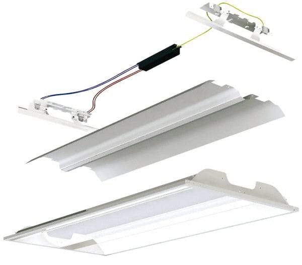 Cooper Lighting - 2 Lamp, 32 Watts, 2 x 2', Electronic Start Troffer Light Fixture Retrofit Kit - White Fluorescent Lamp - Exact Tool & Supply