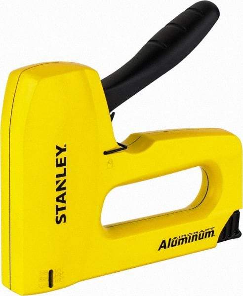 Stanley - Manual Staple Gun - 1/4, 5/16, 3/8, 1/2, 9/16" Staples, Yellow & Black, Aluminum - Exact Tool & Supply