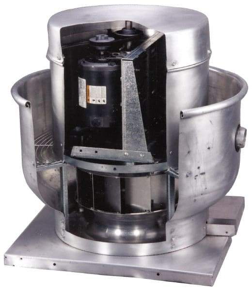 Fantech - 20" Blade, 4,693 CFM, Belt Drive Centrifugal Roof Exhauster - 1 hp, Open Dripproof Enclosure, Upblast Style, Three-Phase, 208-220 Volts - Exact Tool & Supply