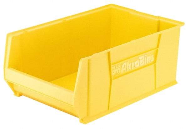 Akro-Mils - 200 Lb. Load Capacity, 20" Deep, Yellow Polymer Hopper Stacking Bin - 8" High x 12-3/8" Wide x 20" Long - Exact Tool & Supply