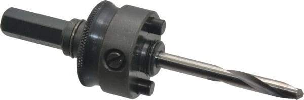 Starrett - 1-1/4 to 8-9/32" Tool Diam Compatibility, Straight Shank, Carbide-Tipped Integral Pilot Drill, Hole Cutting Tool Arbor - 1/2" Min Chuck, Hex Shank Cross Section, Threaded Shank Attachment, For SH, DH, CT & D Hole Saws - Exact Tool & Supply