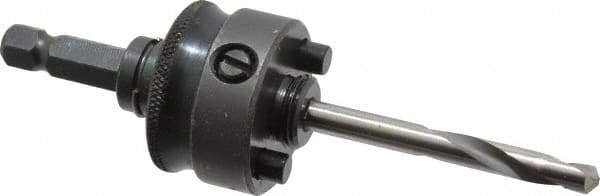 Starrett - 1-1/4 to 8-9/32" Tool Diam Compatibility, Straight Shank, Carbide-Tipped Integral Pilot Drill, Hole Cutting Tool Arbor - 3/8" Min Chuck, Hex Shank Cross Section, Threaded Shank Attachment, For SH, DH, CT & D Hole Saws - Exact Tool & Supply