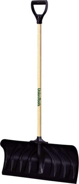 UnionTools - 24 Inch Wide Blade x 11 Inch High Blade Pusher Snow Shovel - 45 Inch Long Hardwood Handle - Exact Tool & Supply