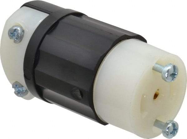 Leviton - 125/250 VAC, 15 Amp, ML-3R Configuration, Industrial Grade, Ungrounded Connector - 1 Phase, 3 Poles, 0.218 to 0.43 Inch Cord Diameter - Exact Tool & Supply