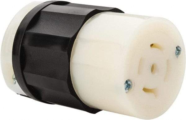 Leviton - 277/480 VAC, 20 Amp, L22-20R Configuration, Industrial Grade, Self Grounding Connector - 3 Phase, 4 Poles, 0.595 to 0.895 Inch Cord Diameter - Exact Tool & Supply