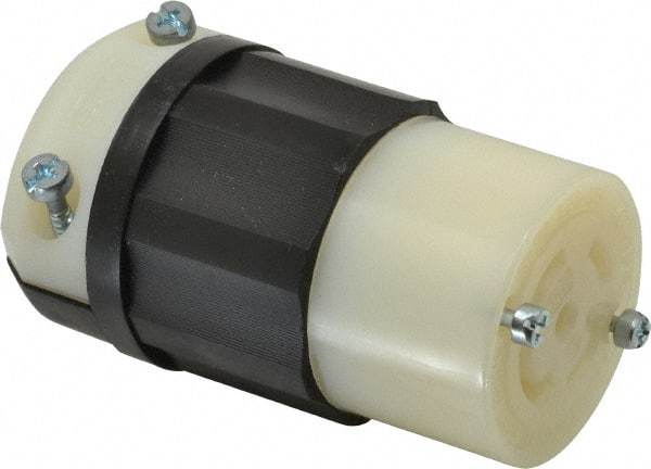 Leviton - 120/208 VAC, 30 Amp, L21-30R Configuration, Industrial Grade, Self Grounding Connector - 3 Phase, 4 Poles, 0.595 to 1.15 Inch Cord Diameter - Exact Tool & Supply