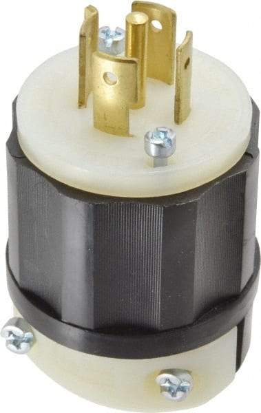 Leviton - 120/208 VAC, 20 Amp, L21-20P Configuration, Industrial Grade, Self Grounding Plug - 3 Phase, 4 Poles, 0.595 to 0.895 Inch Cord Diameter - Exact Tool & Supply