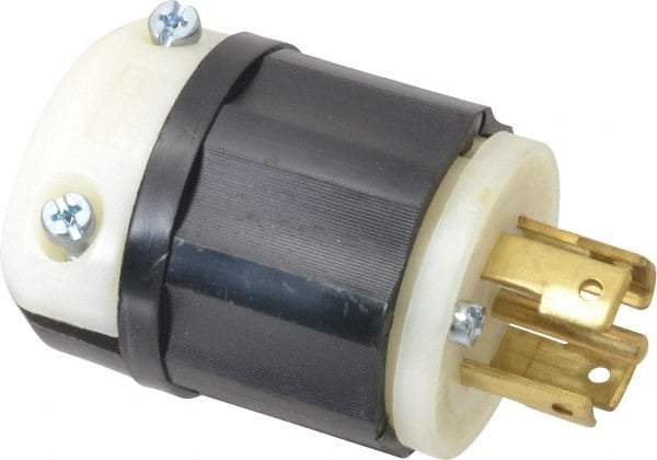 Leviton - 120/208 VAC, 30 Amp, L21-30P Configuration, Industrial Grade, Self Grounding Plug - 3 Phase, 4 Poles, 0.595 to 1.15 Inch Cord Diameter - Exact Tool & Supply