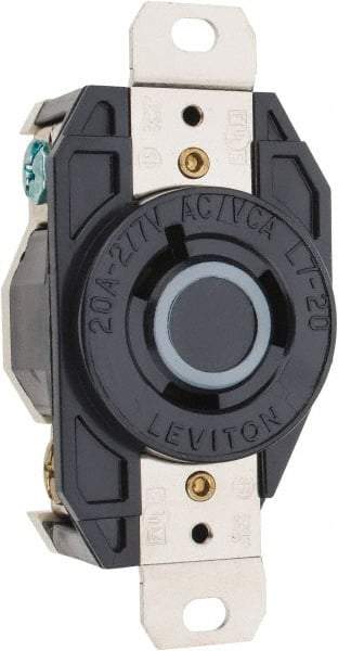Leviton - 277 VAC, 20 Amp, L7-20R NEMA, Self Grounding Receptacle - 2 Poles, 3 Wire, Female End, Black - Exact Tool & Supply