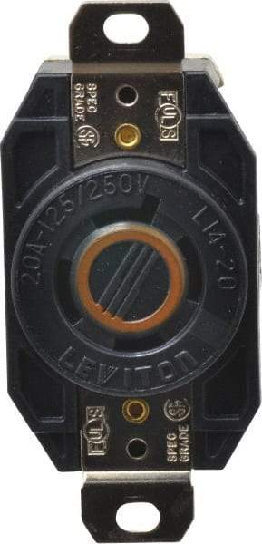 Leviton - 125/250 VAC, 20 Amp, L14-20R NEMA, Self Grounding Receptacle - 3 Poles, 4 Wire, Female End, Black - Exact Tool & Supply