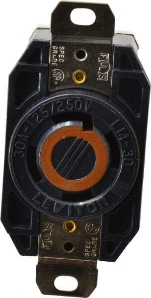 Leviton - 125/250 VAC, 30 Amp, L14-30R NEMA, Self Grounding Receptacle - 3 Poles, 4 Wire, Female End, Black - Exact Tool & Supply