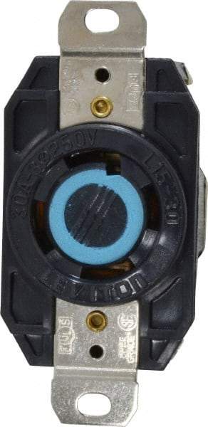 Leviton - 250 VAC, 30 Amp, L15-30R NEMA, Self Grounding Receptacle - 3 Poles, 4 Wire, Female End, Black - Exact Tool & Supply
