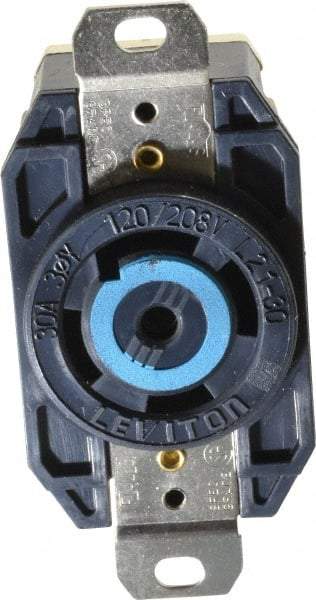 Leviton - 120/208 VAC, 30 Amp, L21-30R NEMA, Self Grounding Receptacle - 4 Poles, 5 Wire, Female End, Black - Exact Tool & Supply