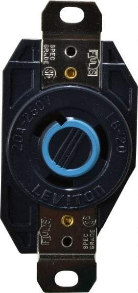 Leviton - 250 VAC, 20 Amp, L6-20R NEMA, Self Grounding Receptacle - 2 Poles, 3 Wire, Female End, Black - Exact Tool & Supply