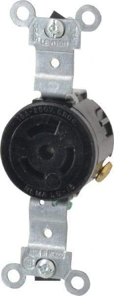 Leviton - 250 VAC, 15 Amp, L6-15R NEMA, Self Grounding Receptacle - 2 Poles, 3 Wire, Female End, Black - Exact Tool & Supply