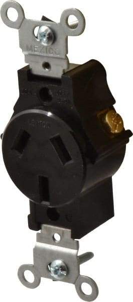 Leviton - 125/250 VAC, 20 Amp, 10-20R NEMA Configuration, Brown, Specification Grade, Ungrounded Single Receptacle - 1 Phase, 2 Poles, 3 Wire, Flush Mount, Tamper Resistant - Exact Tool & Supply