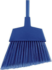 O-Cedar - 12" Wide, Blue Polypropylene Bristles, 48" Metal Handle, Angled Broom - Flagged - Exact Tool & Supply