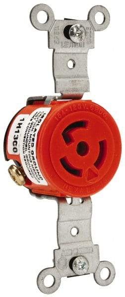 Leviton - 125 VAC, 15 Amp, 5-15R NEMA, Self Grounding Receptacle - 2 Poles, 3 Wire, Female End, Orange - Exact Tool & Supply