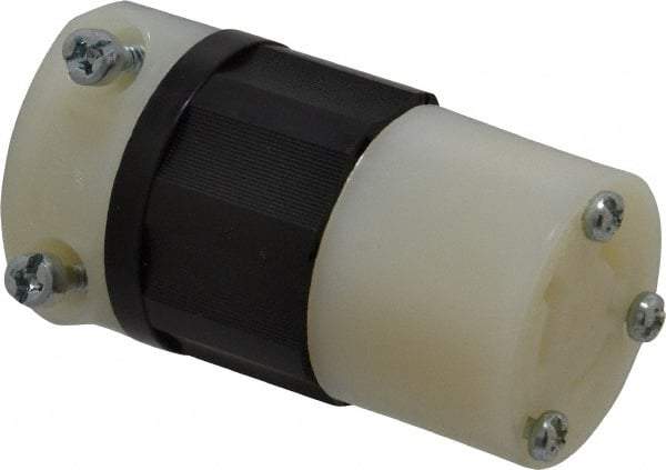 Leviton - 250 VAC, 15 Amp, L6-15R Configuration, Industrial Grade, Self Grounding Connector - 1 Phase, 2 Poles, 0.245 to 0.7 Inch Cord Diameter - Exact Tool & Supply