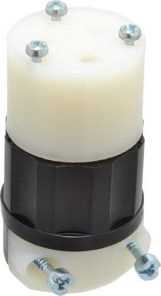 Leviton - 250 VAC, 15 Amp, 6-15R NEMA, Straight, Self Grounding, Industrial Grade Connector - 2 Pole, 3 Wire, 1 Phase, Nylon, Black, White - Exact Tool & Supply
