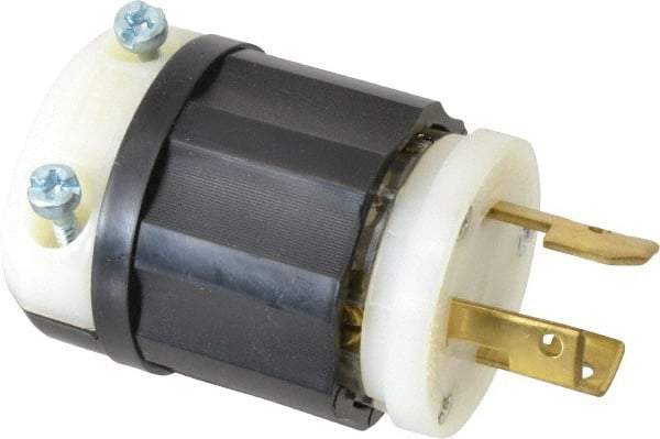 Leviton - 125/250 VAC, 30 Amp, NonNEMA Configuration, Industrial Grade, Ungrounded Plug - 1 Phase, 3 Poles, 0.385 to 0.86 Inch Cord Diameter - Exact Tool & Supply