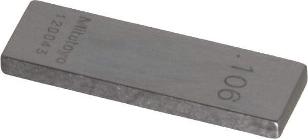 Mitutoyo - 0.106" Rectangular Steel Gage Block - Accuracy Grade AS-1, Includes Certificate of Inspection - Exact Tool & Supply
