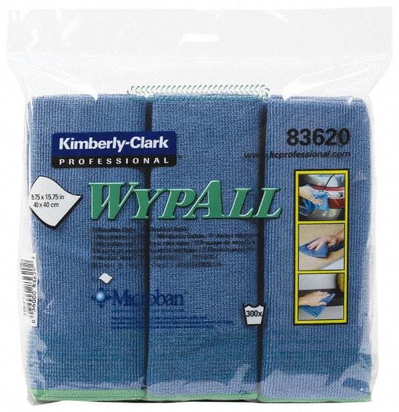 WypAll - Reusable Microfiber Wipes - Packet, 15-3/4" x 15-3/4" Sheet Size, Blue - Exact Tool & Supply
