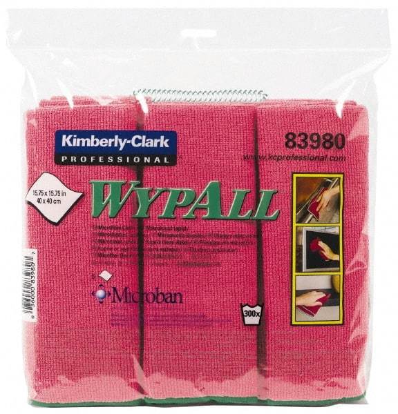 WypAll - Reusable Microfiber Wipes - Packet, 15-3/4" x 15-3/4" Sheet Size, Red - Exact Tool & Supply