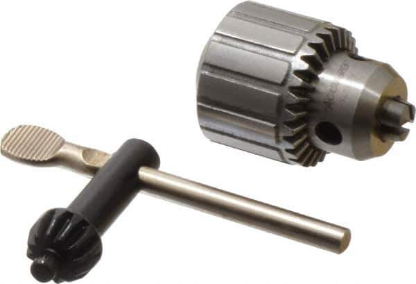 Accupro - 3/8-24, 1/32 to 1/4" Capacity, Threaded Mount Drill Chuck - Keyed, 32mm Sleeve Diam, 42mm Open Length - Exact Tool & Supply