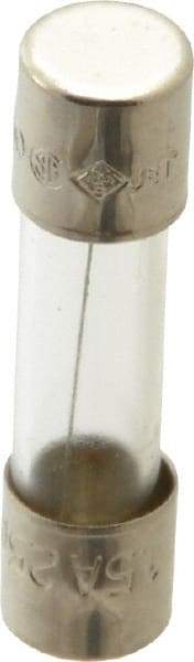 Cooper Bussmann - 250 VAC, 32 VDC, 1.5 Amp, Time Delay Miniature Glass Fuse - 20mm OAL, 10 at 125 V kA Rating, 5mm Diam - Exact Tool & Supply