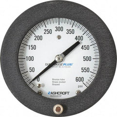 Ashcroft - 4-1/2" Dial, 1/4 Thread, 0-600 Scale Range, Pressure Gauge - Center Back Connection Mount, Accurate to 0.5% of Scale - Exact Tool & Supply