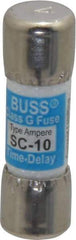 Cooper Bussmann - 170 VDC, 600 VAC, 10 Amp, Time Delay Size Rejecting/NonRejecting Fuse - Fuse Holder Mount, 1-5/16" OAL, 10 at DC, 100 at AC (RMS) kA Rating, 13/32" Diam - Exact Tool & Supply