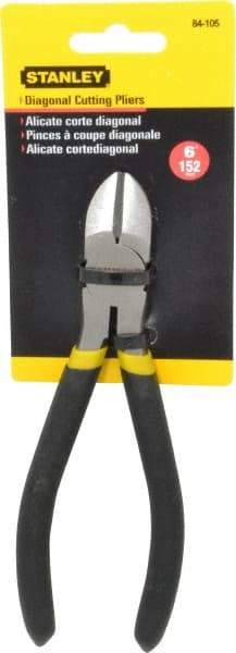 Stanley - 6" OAL, 7/16" Capacity, Cutting Pliers - 55/64" Jaw Length x 51/64" Jaw Width, Round Head, Cushion Grip Handle - Exact Tool & Supply