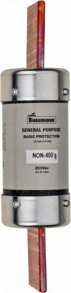 Cooper Bussmann - 125 VDC, 250 VAC, 400 Amp, Fast-Acting General Purpose Fuse - Bolt-on Mount, 8-5/8" OAL, 10 (RMS Symmetrical) kA Rating, 2-1/16" Diam - Exact Tool & Supply
