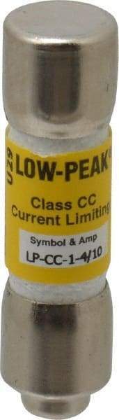 Cooper Bussmann - 300 VDC, 600 VAC, 1.4 Amp, Time Delay General Purpose Fuse - Fuse Holder Mount, 1-1/2" OAL, 20 at DC, 200 at AC (RMS) kA Rating, 13/32" Diam - Exact Tool & Supply