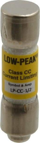 Cooper Bussmann - 300 VDC, 600 VAC, 0.5 Amp, Time Delay General Purpose Fuse - Fuse Holder Mount, 1-1/2" OAL, 20 at DC, 200 at AC (RMS) kA Rating, 13/32" Diam - Exact Tool & Supply