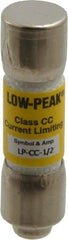 Cooper Bussmann - 300 VDC, 600 VAC, 0.5 Amp, Time Delay General Purpose Fuse - Fuse Holder Mount, 1-1/2" OAL, 20 at DC, 200 at AC (RMS) kA Rating, 13/32" Diam - Exact Tool & Supply