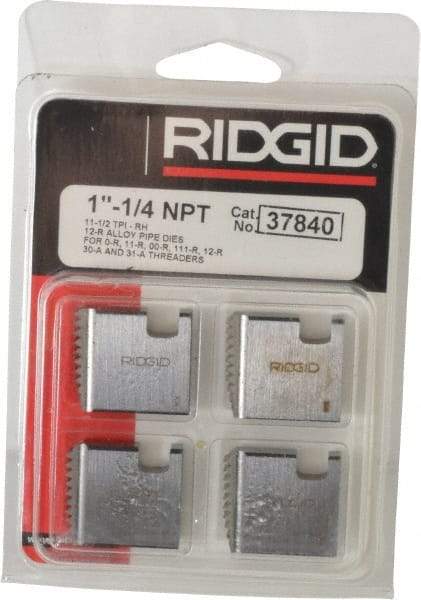 Ridgid - 1-1/4 - 11-1/2 NPT, Right Hand, Alloy Steel, Pipe Threader Die - Ridgid OO-R, 11-R, 12-R, O-R, 11-R Ratchet Threaders or 30A, 31A 3-Way Pipe Threaders Compatibility - Exact Tool & Supply