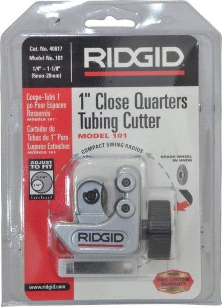Ridgid - 1/4" to 1-1/8" Pipe Capacity, Mini Tube Cutter - Cuts Copper, Aluminum, Brass, Plastic - Exact Tool & Supply