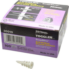 Toggler - #6 to 10 Screw, 5/16" Diam, 1-5/8" Long, 3/8 to 5/8" Thick, Self Drilling Drywall & Hollow Wall Anchor - Thermoplastic Alloy, Use in Drywall - Exact Tool & Supply